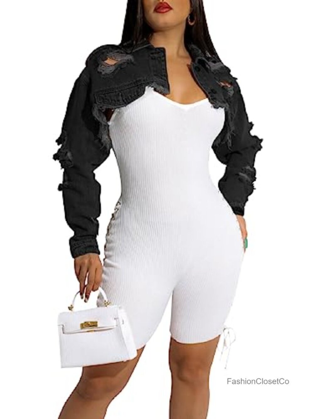 Long Sleeve Cropped Denim Jacket Button Down Classic Fit